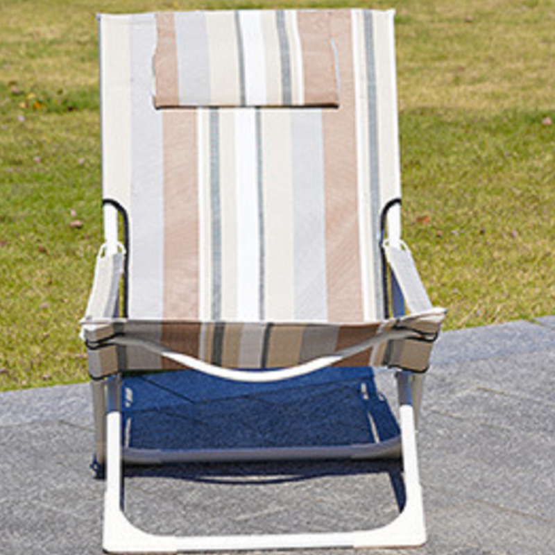 Modern Minimalist Rectangular Steel Folding Recliner with Oxford Fabric Backrest for Outdoor Use