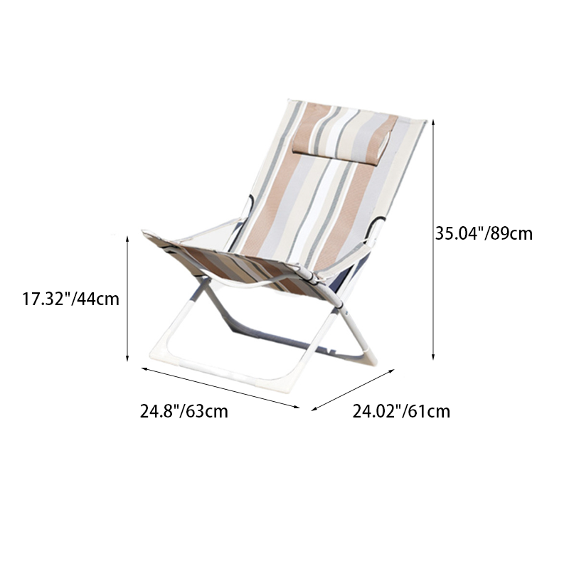 Modern Minimalist Rectangular Steel Folding Recliner with Oxford Fabric Backrest for Outdoor Use
