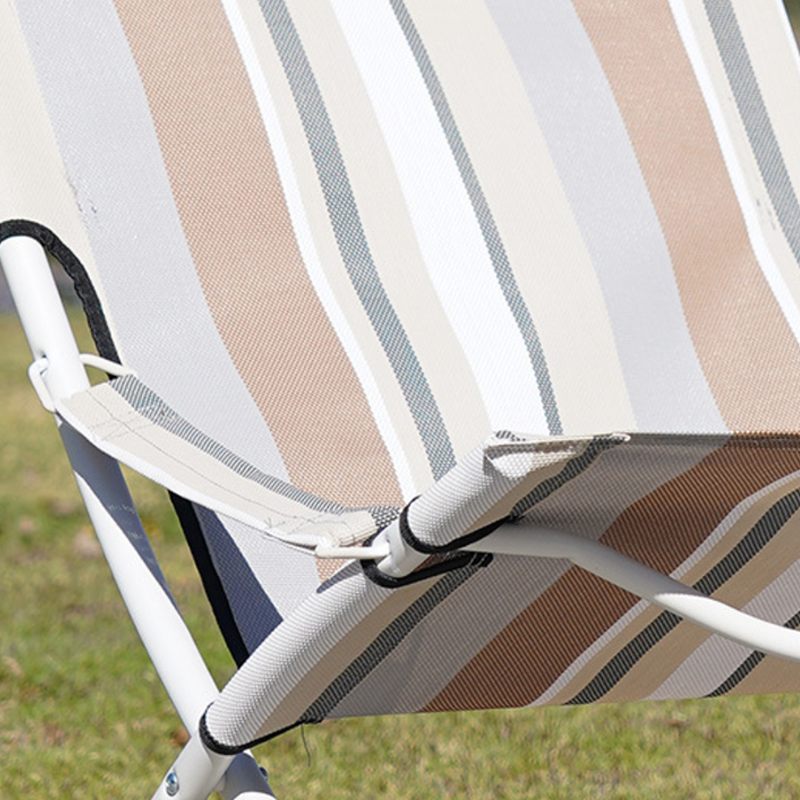 Modern Minimalist Rectangular Steel Folding Recliner with Oxford Fabric Backrest for Outdoor Use
