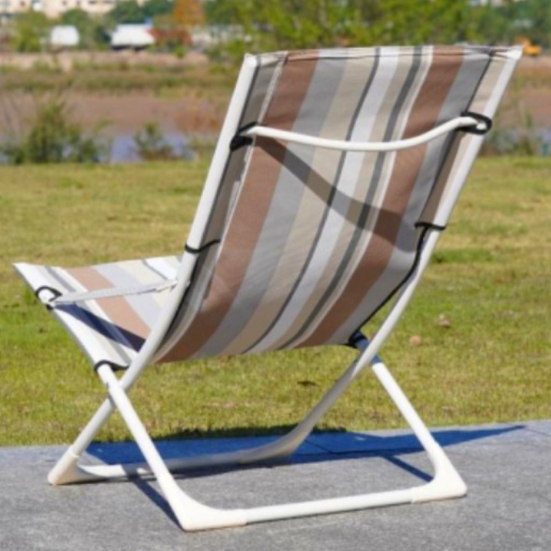Modern Minimalist Rectangular Steel Folding Recliner with Oxford Fabric Backrest for Outdoor Use