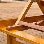 Sleek Modern Minimalist Folding Outdoor Recliner — Rectangular, Curved Solid Tropical Pine Wood