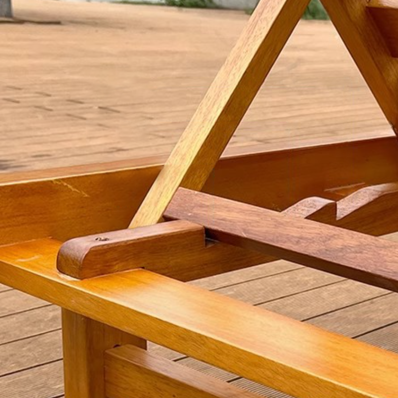 Sleek Modern Minimalist Folding Outdoor Recliner — Rectangular, Curved Solid Tropical Pine Wood