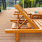 Sleek Modern Minimalist Folding Outdoor Recliner — Rectangular, Curved Solid Tropical Pine Wood