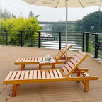 Sleek Modern Minimalist Folding Outdoor Recliner — Rectangular, Curved Solid Tropical Pine Wood
