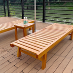 Sleek Modern Minimalist Folding Outdoor Recliner — Rectangular, Curved Solid Tropical Pine Wood