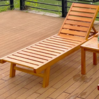 Sleek Modern Minimalist Folding Outdoor Recliner — Rectangular, Curved Solid Tropical Pine Wood