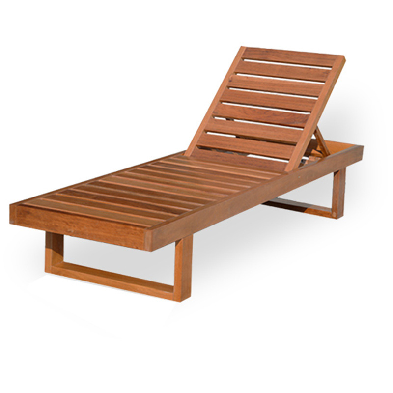 Sleek Modern Minimalist Folding Outdoor Recliner — Rectangular, Curved Solid Tropical Pine Wood