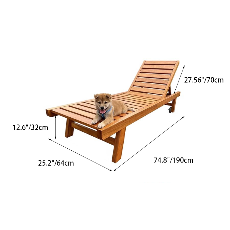 Sleek Modern Minimalist Folding Outdoor Recliner — Rectangular, Curved Solid Tropical Pine Wood