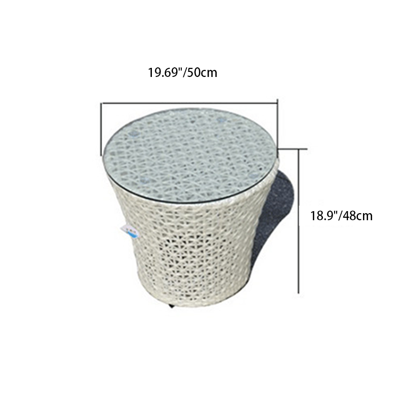 Mesa de centro cilíndrica curva, minimalista moderna en hierro, aluminio y vidrio con acabado de PE para uso en exteriores