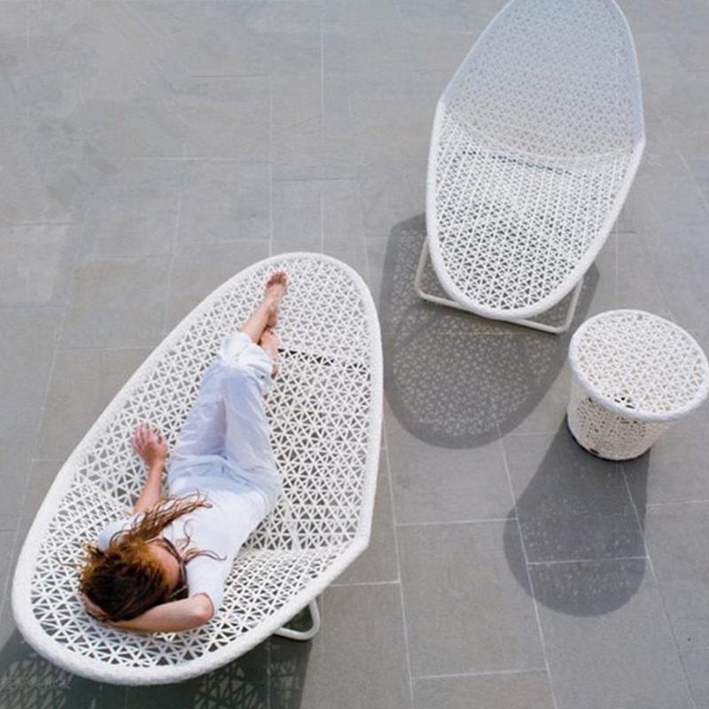 Modern Minimalist Curved Cylindrical Coffee Table in Iron, Aluminum & Glass with PE Finish for Outdoor Use