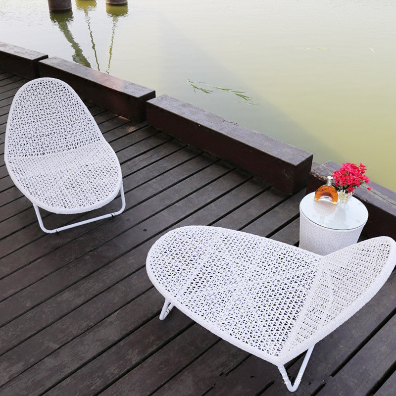 Modern Minimalist Curved Cylindrical Coffee Table in Iron, Aluminum & Glass with PE Finish for Outdoor Use