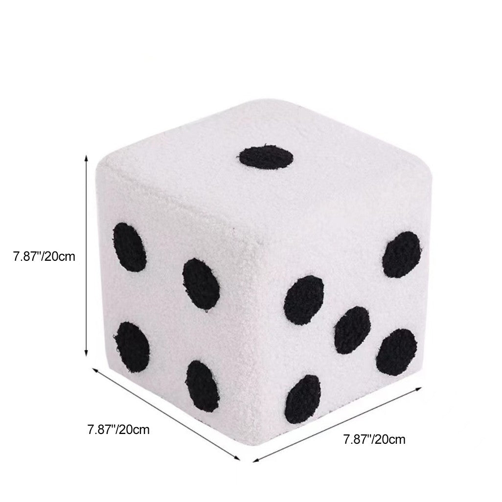Modern Sherpa Fleece Cube Stool - Solid Wood, Dice-Shaped Low Seat with Non-Slip Pads for Bedroom & Living Room