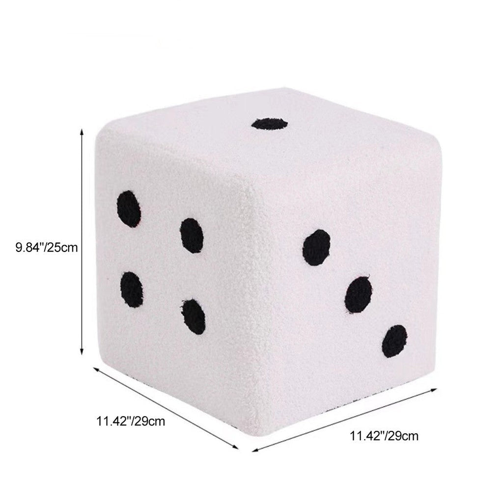 Modern Sherpa Fleece Cube Stool - Solid Wood, Dice-Shaped Low Seat with Non-Slip Pads for Bedroom & Living Room