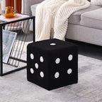 Modern Sherpa Fleece Cube Stool - Solid Wood, Dice-Shaped Low Seat with Non-Slip Pads for Bedroom & Living Room