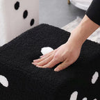 Modern Sherpa Fleece Cube Stool - Solid Wood, Dice-Shaped Low Seat with Non-Slip Pads for Bedroom & Living Room
