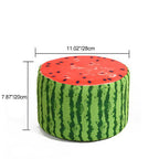 Fruit-Inspired Cylindrical Stool in Fabric & Solid Wood — Low Profile with Removable Cover for Bedroom or Living Room