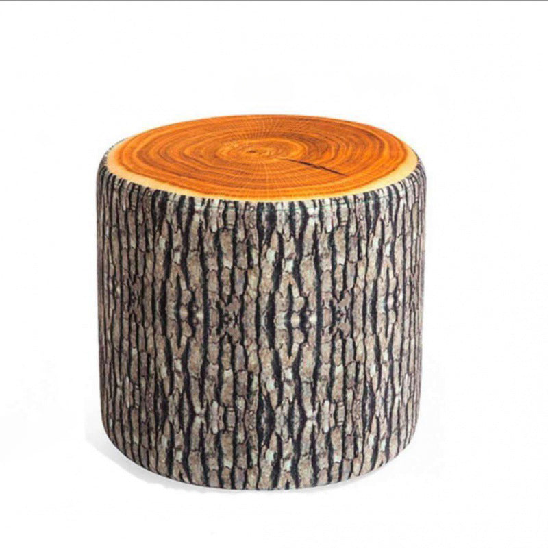 Fruit-Inspired Cylindrical Stool in Fabric & Solid Wood — Low Profile with Removable Cover for Bedroom or Living Room