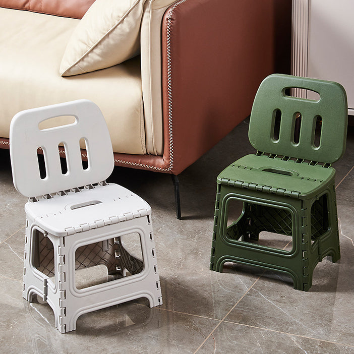 Sleek Modern Minimalist Square Plastic Stool with Backrest — Foldable & Portable Living Room Seating
