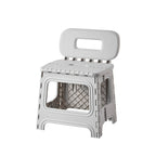 Elegante taburete cuadrado de plástico, moderno y minimalista, con respaldo — Asiento plegable y portátil para sala de estar