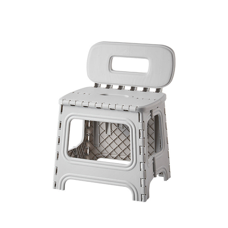Elegante taburete cuadrado de plástico, moderno y minimalista, con respaldo — Asiento plegable y portátil para sala de estar