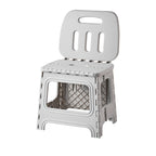 Elegante taburete cuadrado de plástico, moderno y minimalista, con respaldo — Asiento plegable y portátil para sala de estar