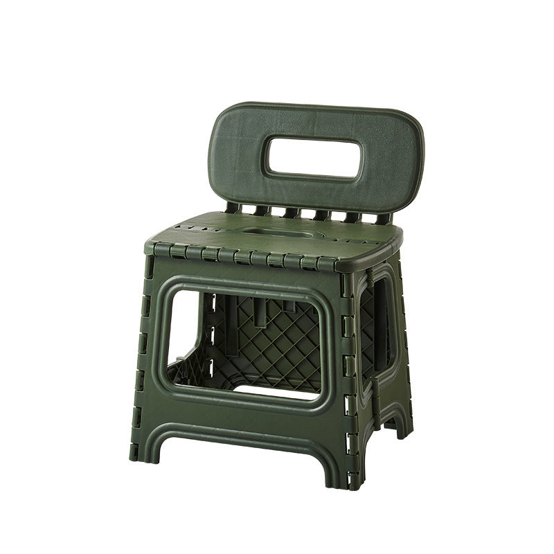 Elegante taburete cuadrado de plástico, moderno y minimalista, con respaldo — Asiento plegable y portátil para sala de estar