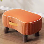 Taburete bajo moderno y minimalista, elegante, de tela y madera maciza, diseño con forma de jabón para sala de estar