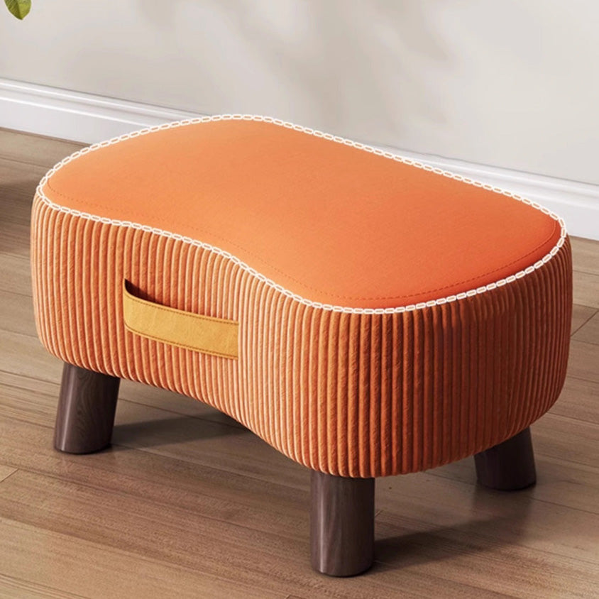 Taburete bajo moderno y minimalista, elegante, de tela y madera maciza, diseño con forma de jabón para sala de estar