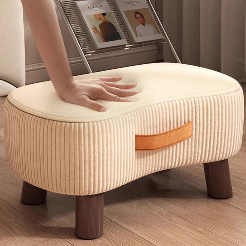 Taburete bajo moderno y minimalista, elegante, de tela y madera maciza, diseño con forma de jabón para sala de estar