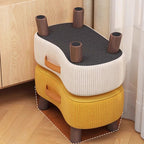 Taburete bajo moderno y minimalista, elegante, de tela y madera maciza, diseño con forma de jabón para sala de estar