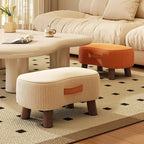 Taburete bajo moderno y minimalista, elegante, de tela y madera maciza, diseño con forma de jabón para sala de estar