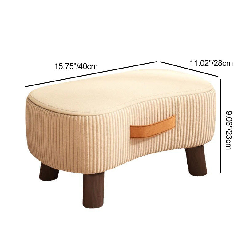 Taburete bajo moderno y minimalista, elegante, de tela y madera maciza, diseño con forma de jabón para sala de estar
