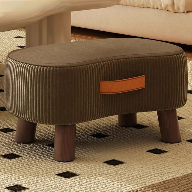Sleek Modern Minimalist Low Stool in Fabric & Solid Wood, Soap-Shaped Design for Living Room