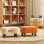 Taburete bajo moderno y minimalista, elegante, de tela y madera maciza, diseño con forma de jabón para sala de estar