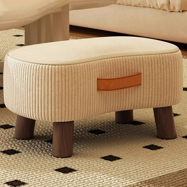 Sleek Modern Minimalist Low Stool in Fabric & Solid Wood, Soap-Shaped Design for Living Room