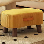 Taburete bajo moderno y minimalista, elegante, de tela y madera maciza, diseño con forma de jabón para sala de estar