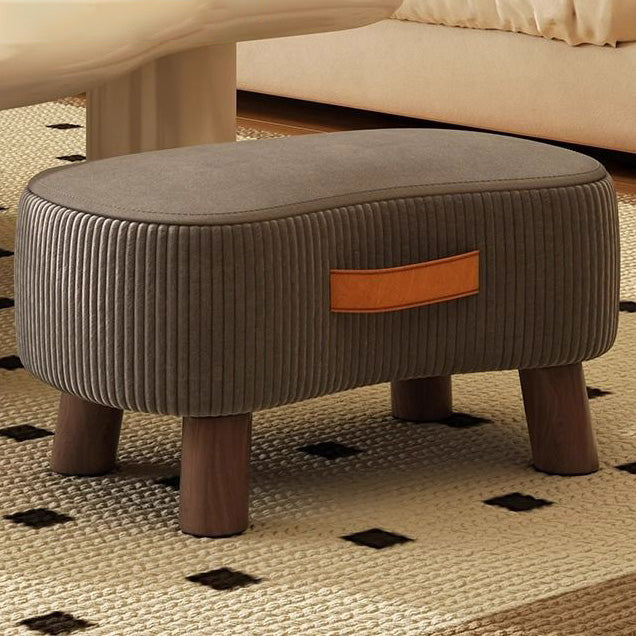 Sleek Modern Minimalist Low Stool in Fabric & Solid Wood, Soap-Shaped Design for Living Room