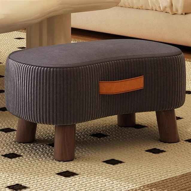 Sleek Modern Minimalist Low Stool in Fabric & Solid Wood, Soap-Shaped Design for Living Room