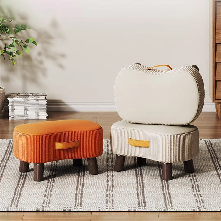 Taburete bajo moderno y minimalista, elegante, de tela y madera maciza, diseño con forma de jabón para sala de estar