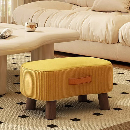 Taburete bajo moderno y minimalista, elegante, de tela y madera maciza, diseño con forma de jabón para sala de estar