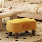 Taburete bajo moderno y minimalista, elegante, de tela y madera maciza, diseño con forma de jabón para sala de estar