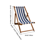 Modern Minimalist Merbau Wood Folding Lounge Chair with Oxford Fabric Cotton-Linen Blend, Rectangular Recliner, 3-Position Adjustable Backrest for Outdoor Garden