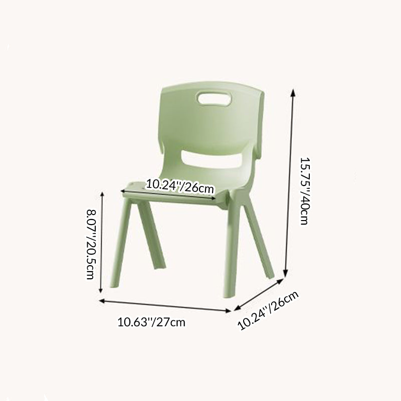 Taburete Bajo Cuadrado Contemporáneo Escandinavo de PP Apilable con Respaldo para Niños para Sala de Estar