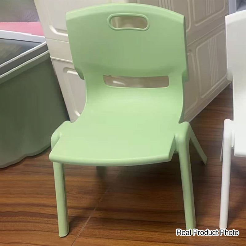 Taburete Bajo Cuadrado Contemporáneo Escandinavo de PP Apilable con Respaldo para Niños para Sala de Estar