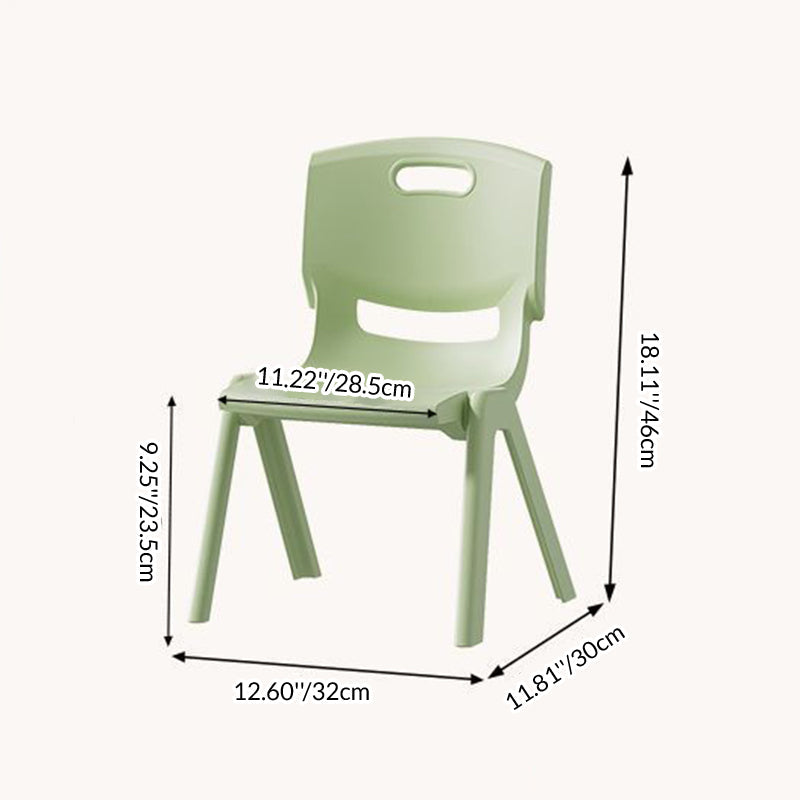 Taburete Bajo Cuadrado Contemporáneo Escandinavo de PP Apilable con Respaldo para Niños para Sala de Estar