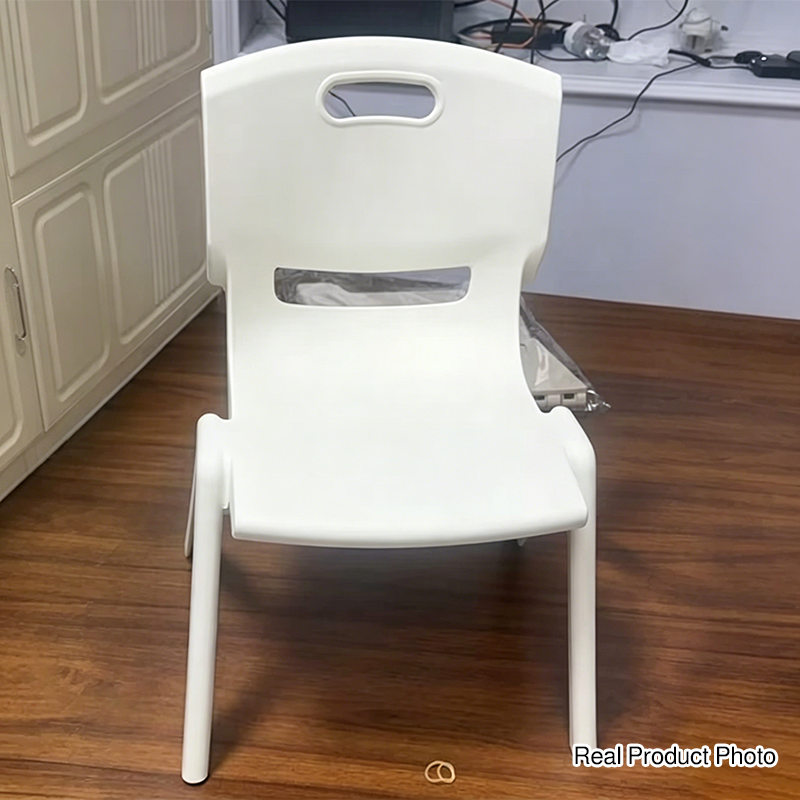 Taburete Bajo Cuadrado Contemporáneo Escandinavo de PP Apilable con Respaldo para Niños para Sala de Estar