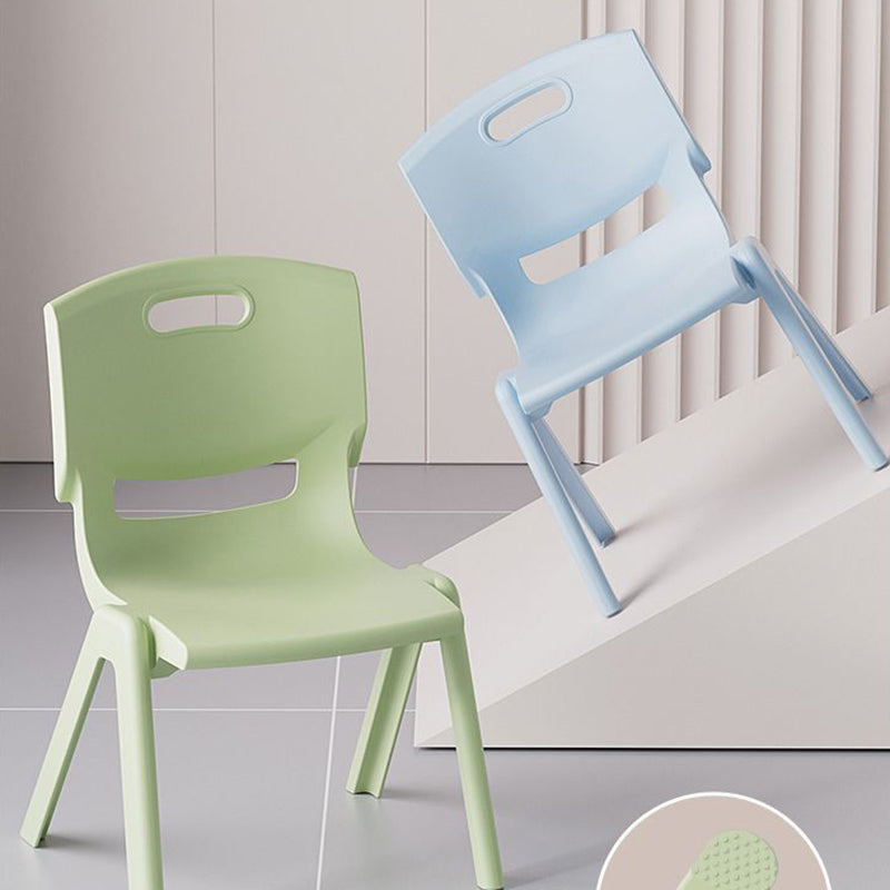 Taburete Bajo Cuadrado Contemporáneo Escandinavo de PP Apilable con Respaldo para Niños para Sala de Estar