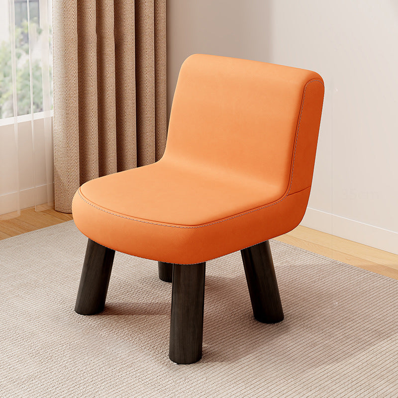Taburete escandinavo cuadrado contemporáneo con cuero sintético de primera calidad y respaldo de madera de pino – Silla baja para niños para sala de estar