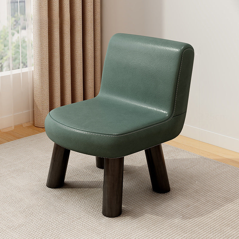 Contemporary Scandinavian Square Stool with Premium Faux Leather and Pine Wood Backrest – Low Living Room Chair for Kids