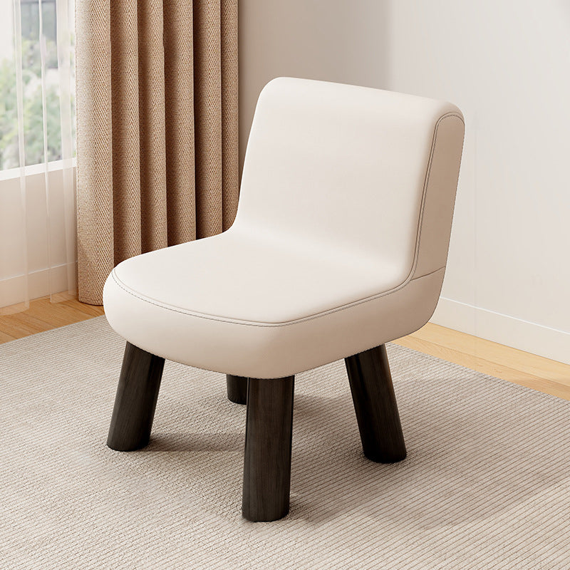Contemporary Scandinavian Square Stool with Premium Faux Leather and Pine Wood Backrest – Low Living Room Chair for Kids